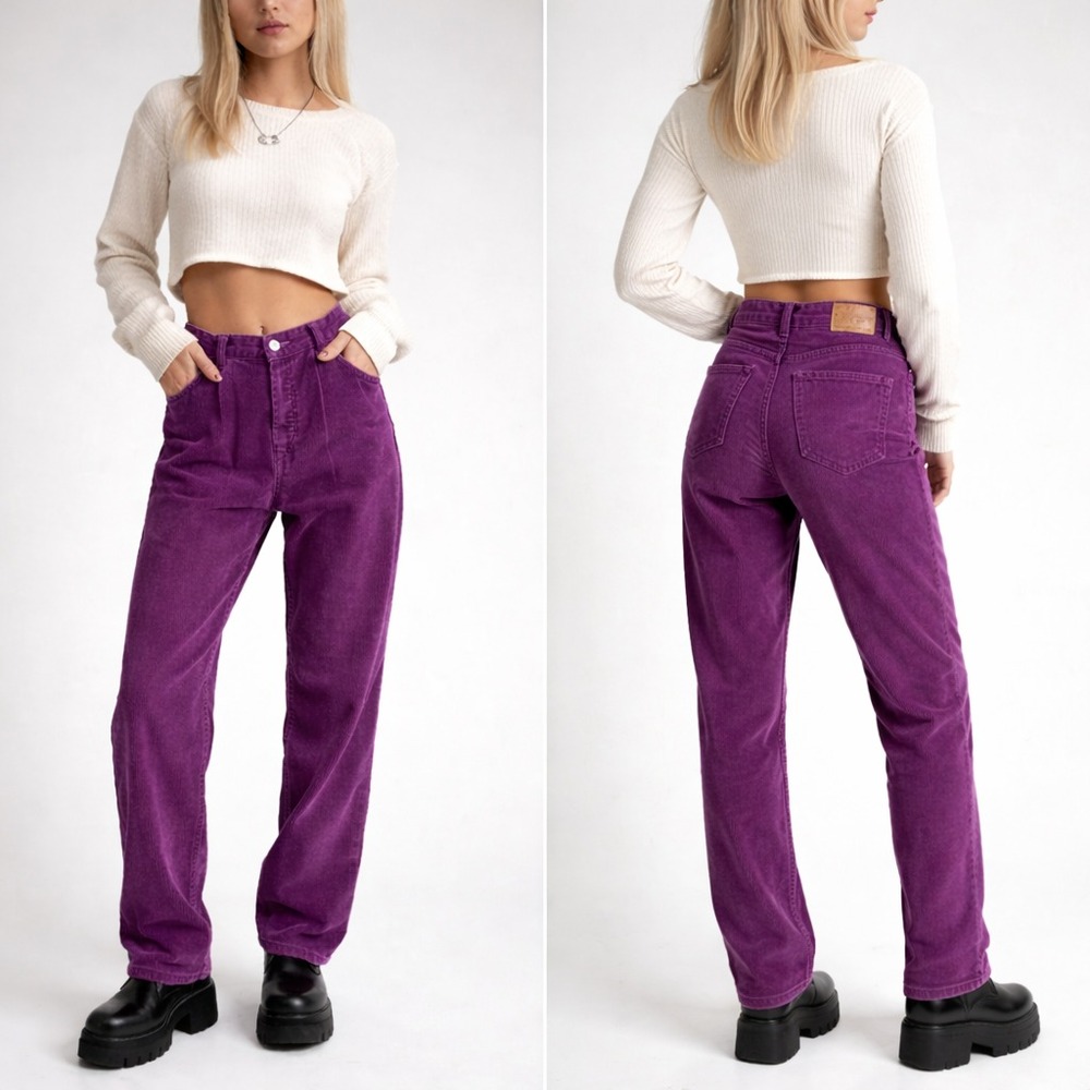 Vtg Y2K Levis Corduroy Pants‎ Women 26x32 Purple High Rise Straight Leg Retro